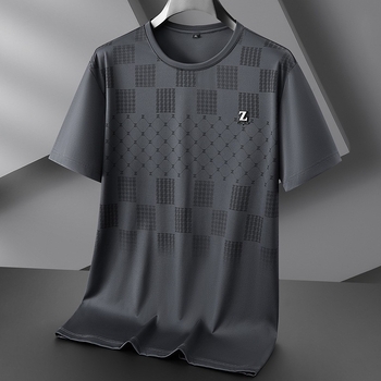Muška majica kratkih rukava od ice silk, elastična, plus veličina, ljeto 2025