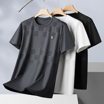 Muška majica kratkih rukava od ice silk, elastična, plus veličina, ljeto 2025