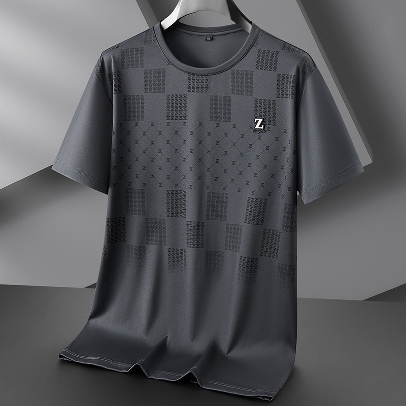 Muška majica kratkih rukava od ice silk, elastična, plus veličina, ljeto 2025