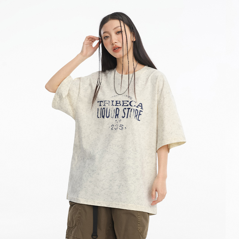 Muški američki retro T-shirt kratkih rukava, ljetna ležerna krojena, veće veličine, otisak s slovima, zajednički top za par