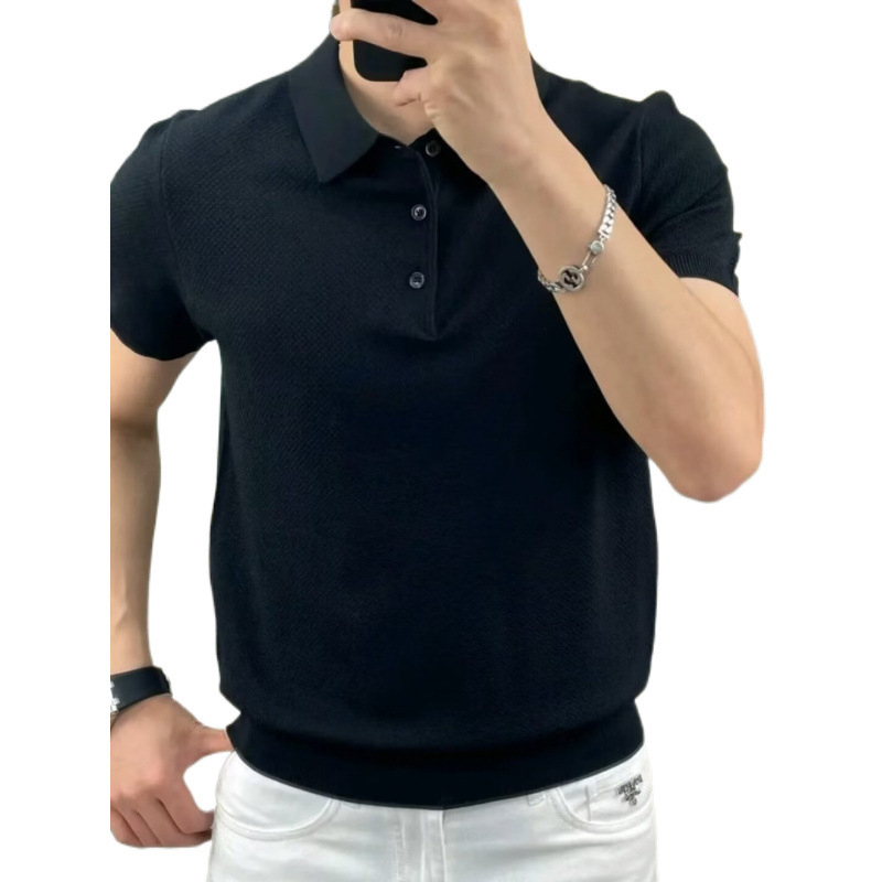 Muška polo majica od Ice Silk, kratkog rukava, ljetni komad, uska kroj, crna, velika veličina