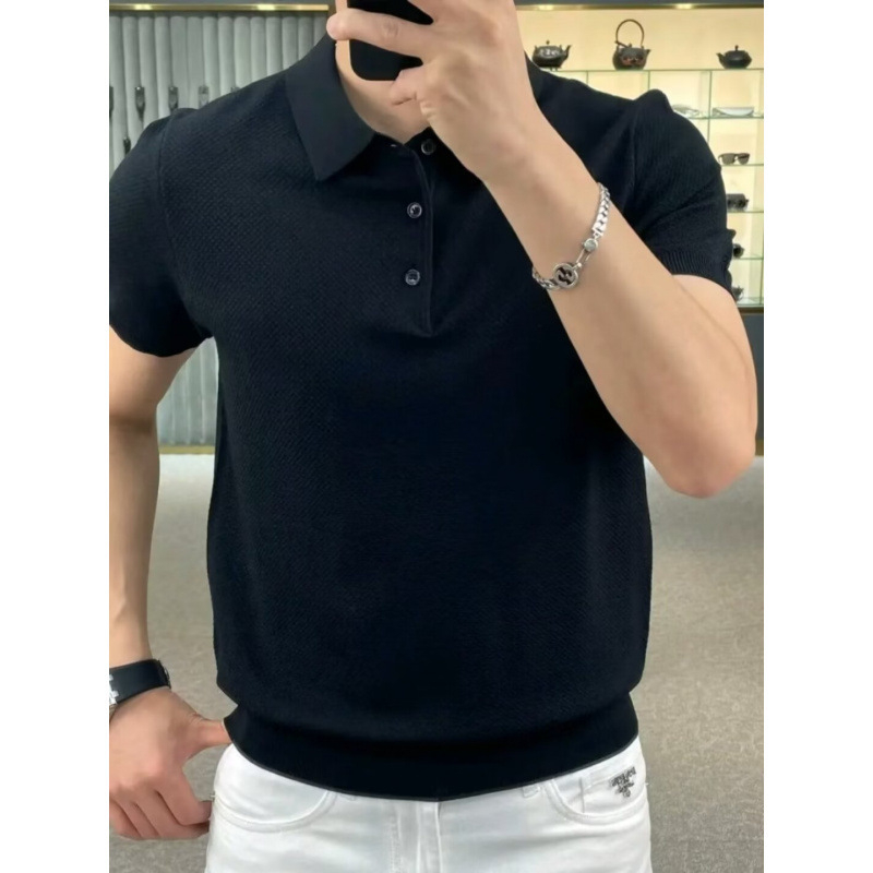 Muška polo majica od Ice Silk, kratkog rukava, ljetni komad, uska kroj, crna, velika veličina