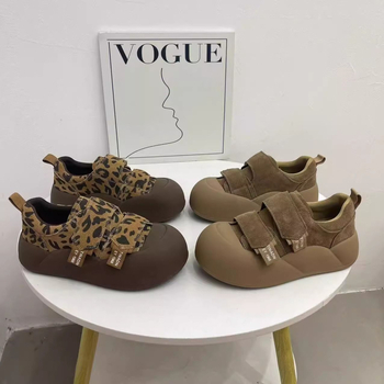 Dječje tenisice s Velcro kopčom i leopard printom, motiv lutkine glave, s flis iznutra, 2025 jesen-zima