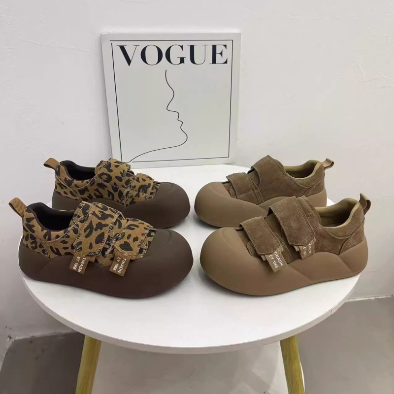 Dječje tenisice s Velcro kopčom i leopard printom, motiv lutkine glave, s flis iznutra, 2025 jesen-zima