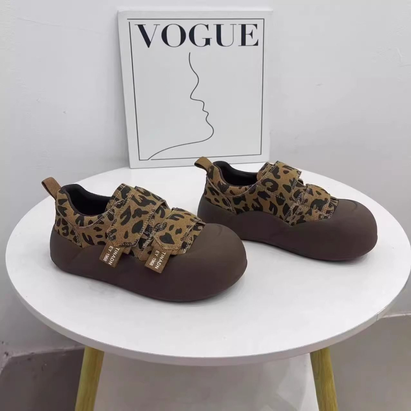 Dječje tenisice s Velcro kopčom i leopard printom, motiv lutkine glave, s flis iznutra, 2025 jesen-zima