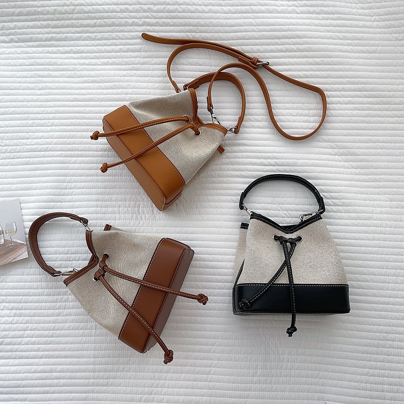 Kanvas torba u stilu Koreje s vrpcom, plisiran dizajn, mala crossbody torbica za žene