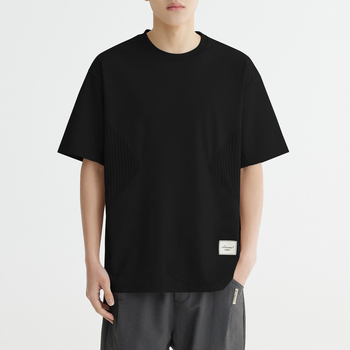 Férfi gyorsan száradó T‑shirt jég-selyem pamut patchwork rövid ujjú, nyár 2026