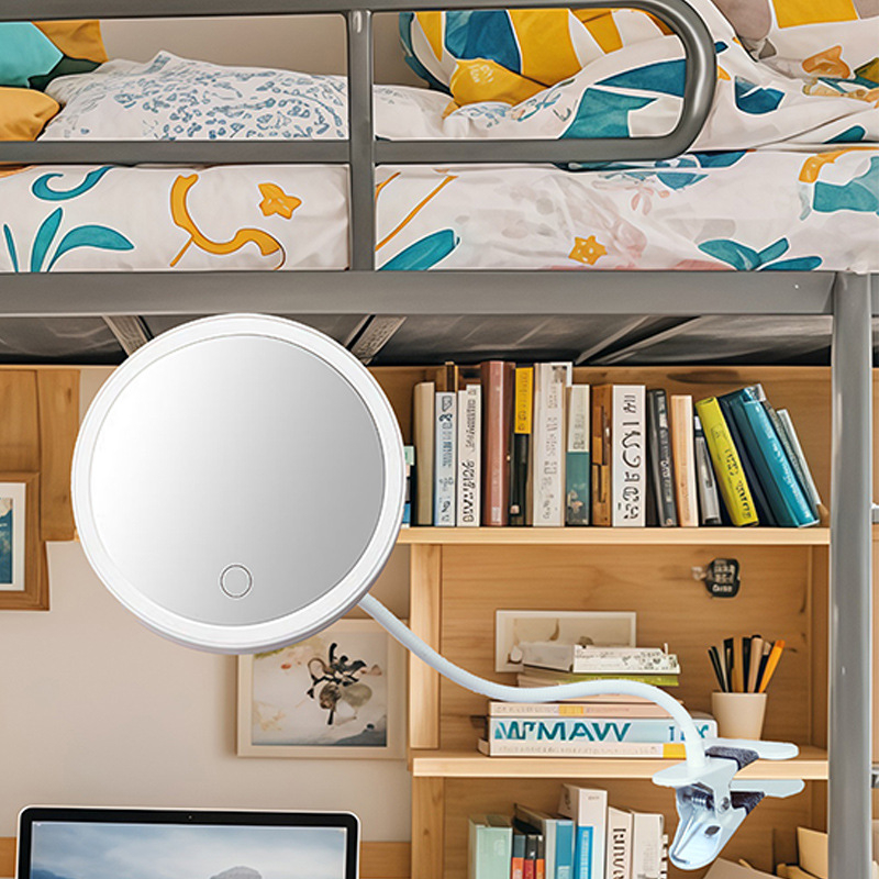 Clip-on make-up ogledalo s LED svjetlom, stolno u studentskoj sobi, ogledalo ljepote, punjivo