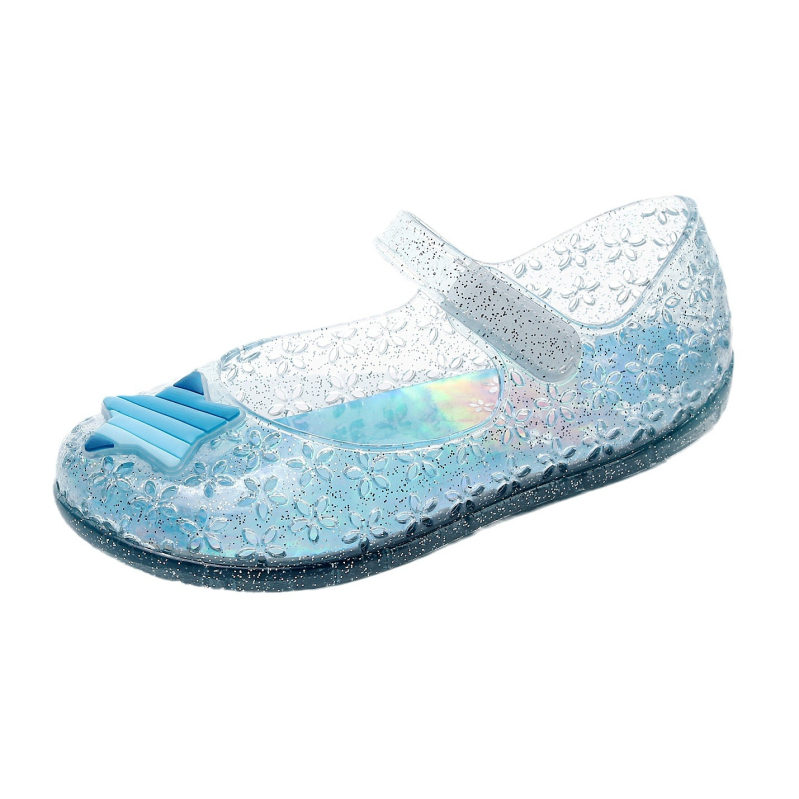 Dječje prozirne sandale od žive gume sa kristalima i šljokicama, mekani potplat, zatvoren vrh, Velcro remen, stil princeze