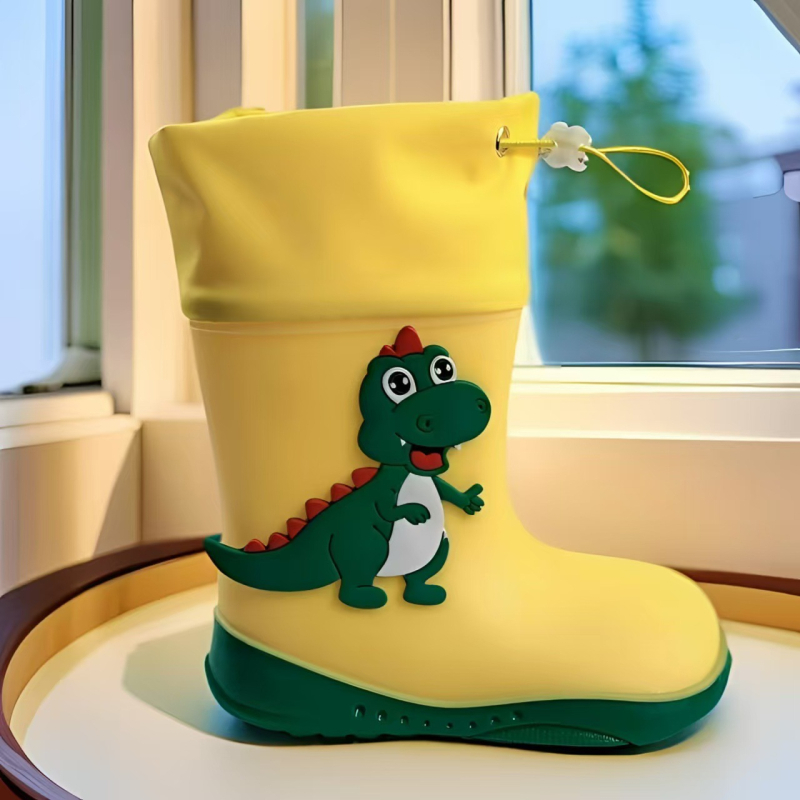 Dječje kišne čizme visokog kroja, s dinosaurusom motivom, vodootporne, s elastičnom manžetom, unisex, za djecu od malih do starije djece