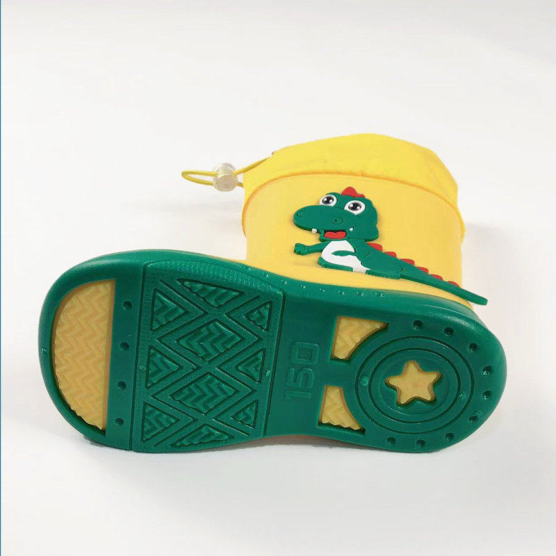 Dječje kišne čizme visokog kroja, s dinosaurusom motivom, vodootporne, s elastičnom manžetom, unisex, za djecu od malih do starije djece