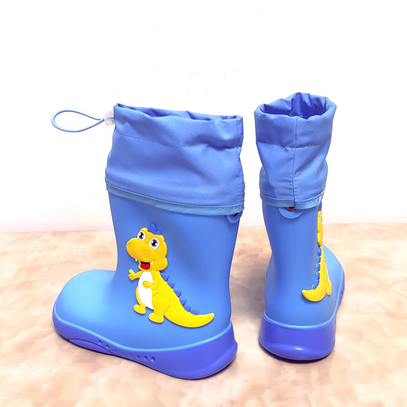 Dječje kišne čizme visokog kroja, s dinosaurusom motivom, vodootporne, s elastičnom manžetom, unisex, za djecu od malih do starije djece