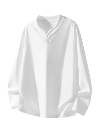 Férfi őszi-téli 300 g-os nehéz Német velúr V-nyakú hosszú ujjú Tshirt CleanFit alapréteg