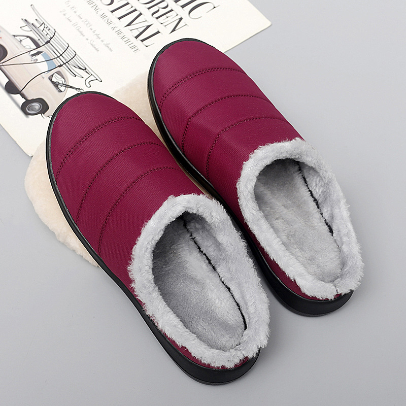 Plusz méret téli pamut papucs fleece bélés, nőknek, könnyű, zárt orr, puha talp, Velcro-zár