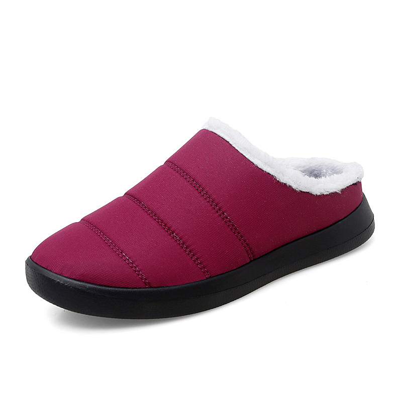 Plusz méret téli pamut papucs fleece bélés, nőknek, könnyű, zárt orr, puha talp, Velcro-zár