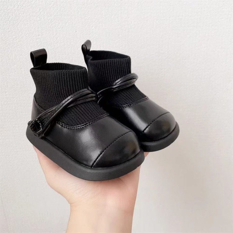 Dječje pletene čizme za jesen i zimu, čizme s Velcro zatvaračem, udobne kratke čizme u stilu princeze