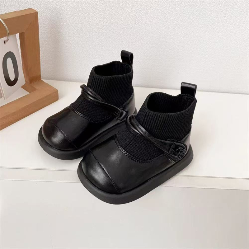 Dječje pletene čizme za jesen i zimu, čizme s Velcro zatvaračem, udobne kratke čizme u stilu princeze