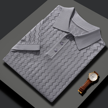 Muška polo majica kratkih rukava od mulberijske svile i Tencel materijala, lagana tkanina, ljetni poslovni stil