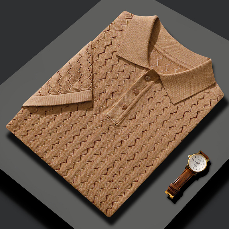 Muška polo majica kratkih rukava od mulberijske svile i Tencel materijala, lagana tkanina, ljetni poslovni stil