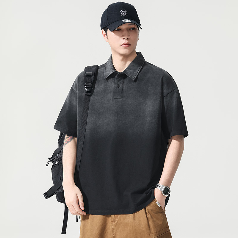 P2810 | Plusz méretű férfi nyári polo, gradient hatás, laza szabás, 100% pamut.