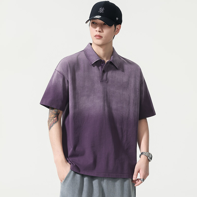P2810 | Plusz méretű férfi nyári polo, gradient hatás, laza szabás, 100% pamut.