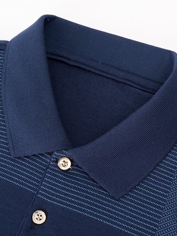 Muška polo majica s dugim rukavima, prugasti uzorak, džep na prsima, korejski stil, ovratnik