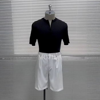 Slim-fit kötött polo rövid ujjú, nyári egyszínű, koreai stílusú Ice Silk
