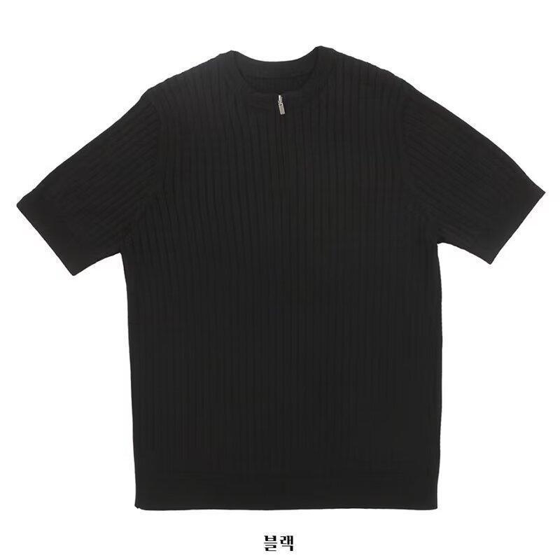 Slim-fit kötött polo rövid ujjú, nyári egyszínű, koreai stílusú Ice Silk
