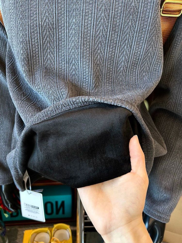 Férfi jacquard polo nyakú pulóver, laza szabás, hosszú ujjú, tavasz–ősz szezonra