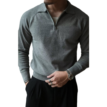 Muška pletena polo majica s ovratnikom, oprana, japanskog retro stila, luksuzna modna marka, casual jakna