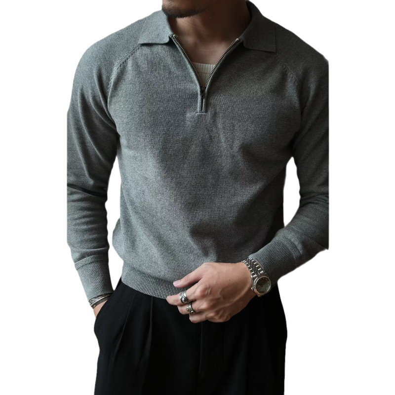 Muška pletena polo majica s ovratnikom, oprana, japanskog retro stila, luksuzna modna marka, casual jakna