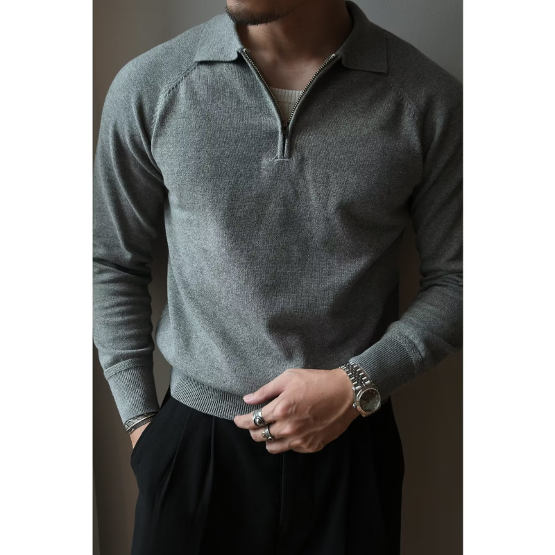 Muška pletena polo majica s ovratnikom, oprana, japanskog retro stila, luksuzna modna marka, casual jakna