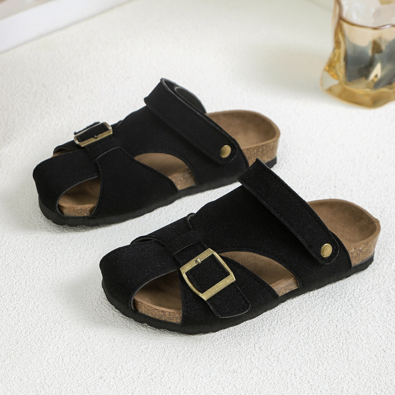 Gyerekeknek szánt nyári római stílusú zárt orrú szandálok, puha talppal, Birkenstock-stílus, strandpapucs gyerekeknek