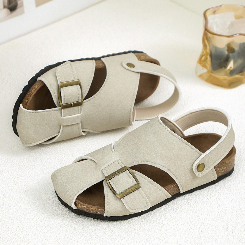 Gyerekeknek szánt nyári római stílusú zárt orrú szandálok, puha talppal, Birkenstock-stílus, strandpapucs gyerekeknek