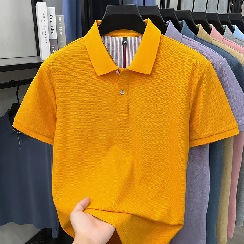 Jesenska muška polo majica od pamuka s hexagonalnim uzorkom, kratkih rukava, za mlade i srednje muškarce, poslovno-opušten stil, s bočnim otvorom