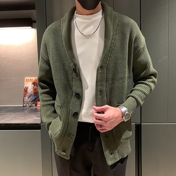 Muški debeli kardigan od kabelaste pletenine, korejski stil, slobodan kroj, jacquard pletivo
