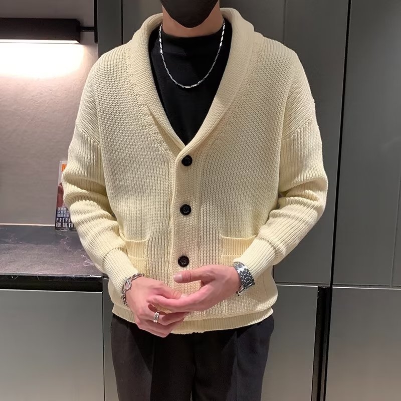 Muški debeli kardigan od kabelaste pletenine, korejski stil, slobodan kroj, jacquard pletivo