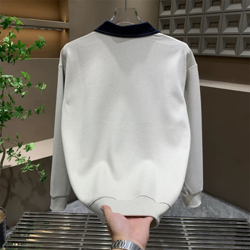 Harajuku-stílusú hosszú ujjú polo pulóver férfiaknak – látszólagos két darabos megjelenés, japán stílus, minimalist és sokoldalú