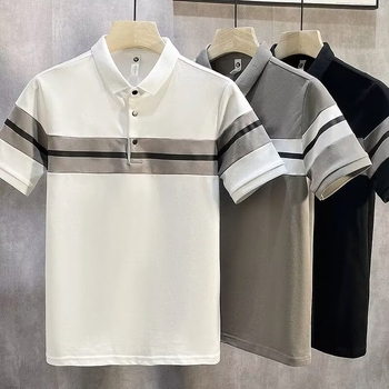 Muška polo majica kratkih rukava, slim fit, geometrijski uzorak, ljetni stil, prozračni poliester