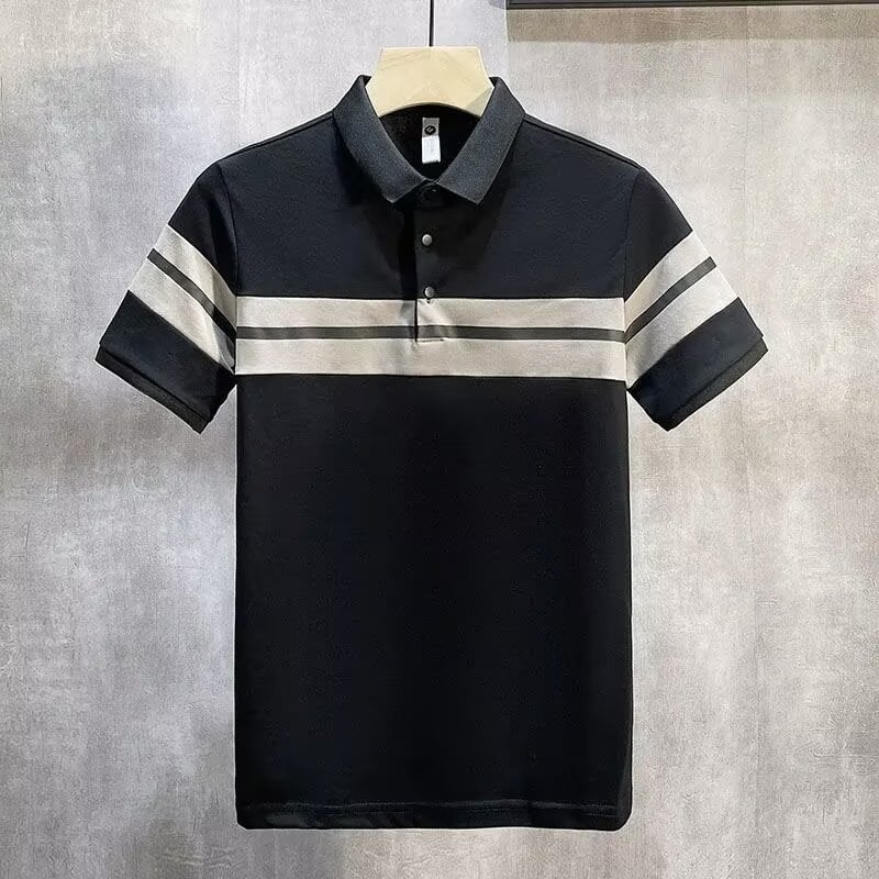 Muška polo majica kratkih rukava, slim fit, geometrijski uzorak, ljetni stil, prozračni poliester