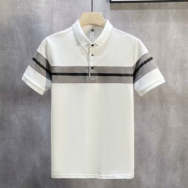 Muška polo majica kratkih rukava, slim fit, geometrijski uzorak, ljetni stil, prozračni poliester
