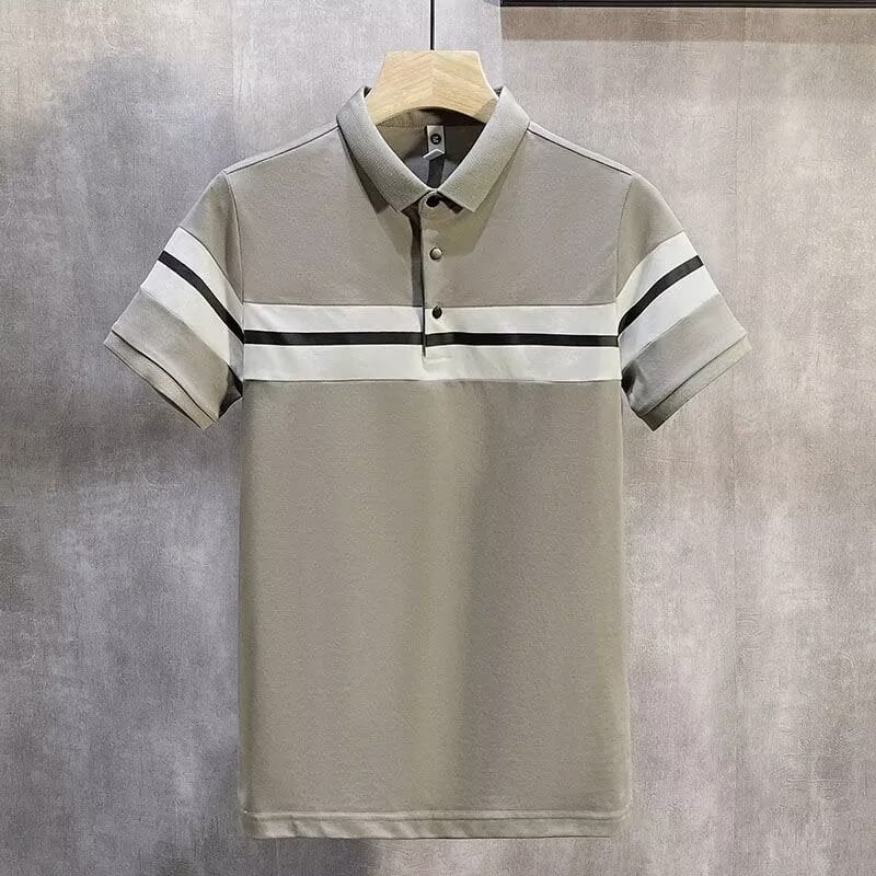 Muška polo majica kratkih rukava, slim fit, geometrijski uzorak, ljetni stil, prozračni poliester