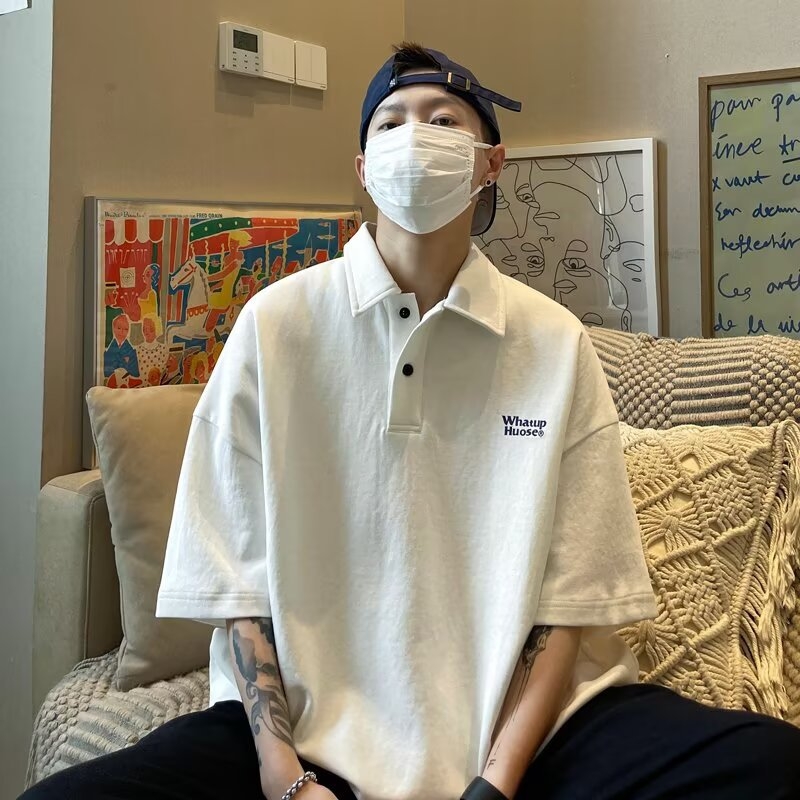 2026 japanskog stila casual oversize muška polo majica, ljeto, kratki rukavi, opušten kroj, polo ovratnik