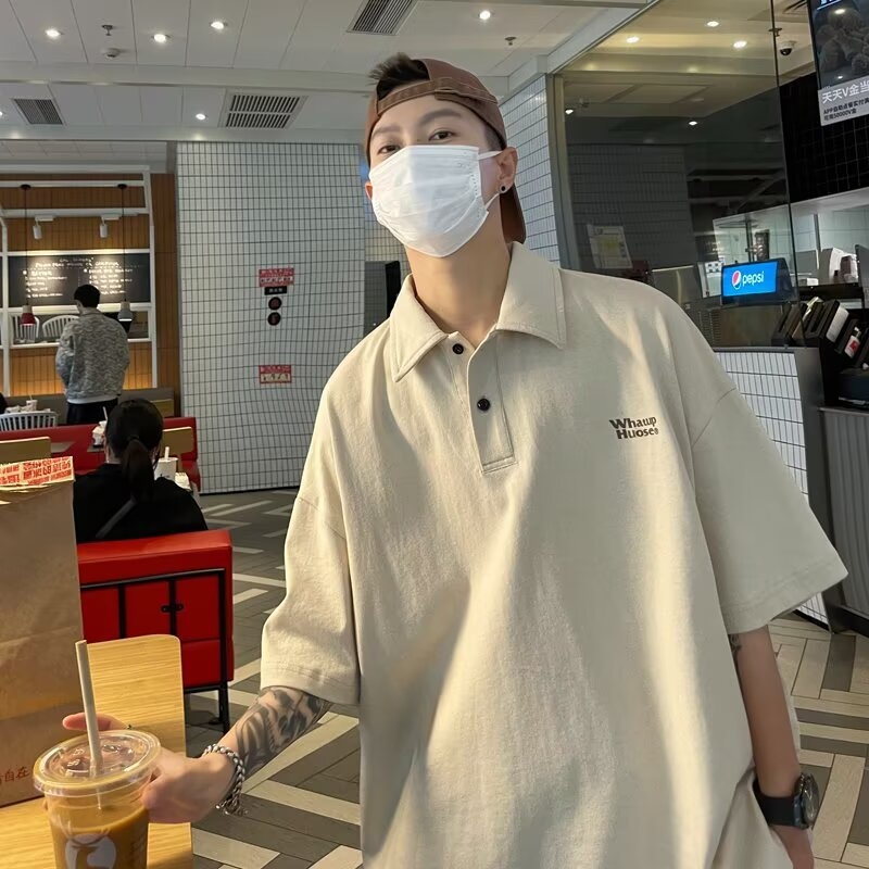 2026 japanskog stila casual oversize muška polo majica, ljeto, kratki rukavi, opušten kroj, polo ovratnik