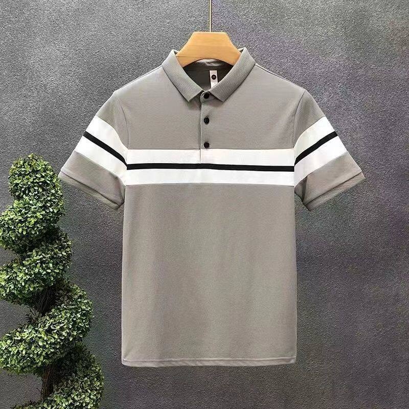 Férfi rövid ujjú polo, 2026, slim fit, csíkos minta, nyárra, japán stílus ihletett