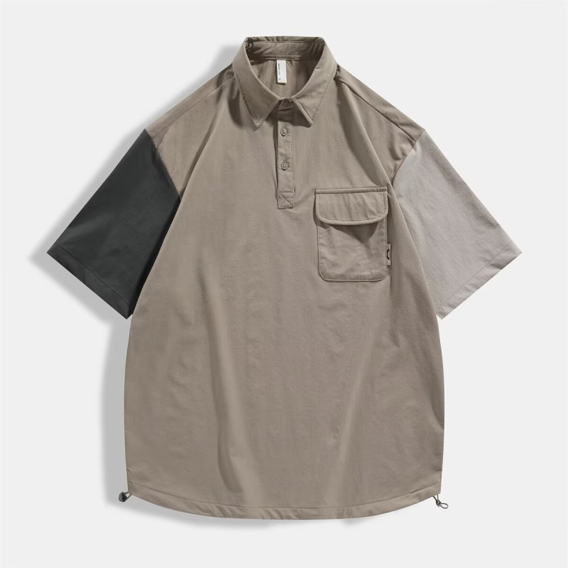Muška polo majica s kratkim rukavima, blok boja, planinski vanjski stil, japanski street style, udoban kroj, brzo se suši