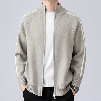Muški pleteni kardigan sa stojećim ovratnikom, korejski stil, jesenski casual komad