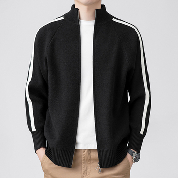 Muški pleteni kardigan sa stojećim ovratnikom, korejski stil, jesenski casual komad