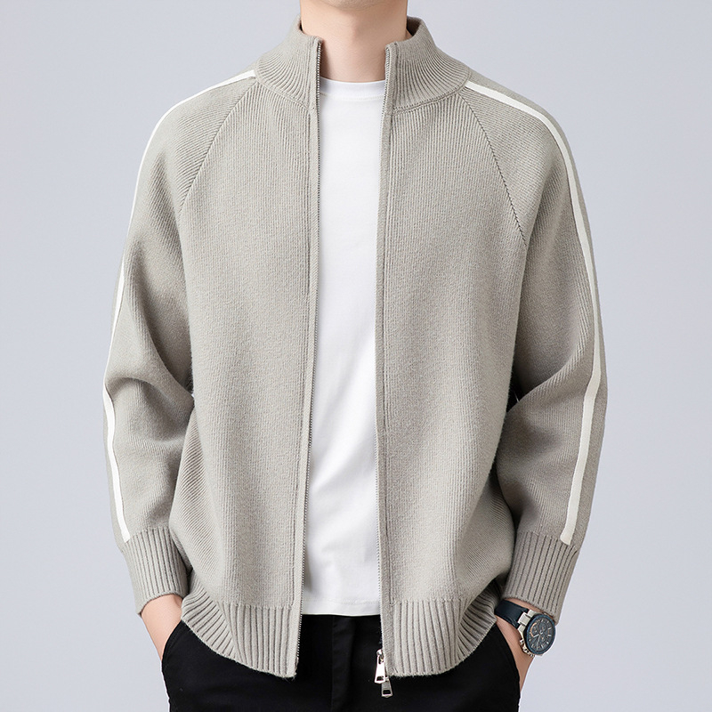 Muški pleteni kardigan sa stojećim ovratnikom, korejski stil, jesenski casual komad
