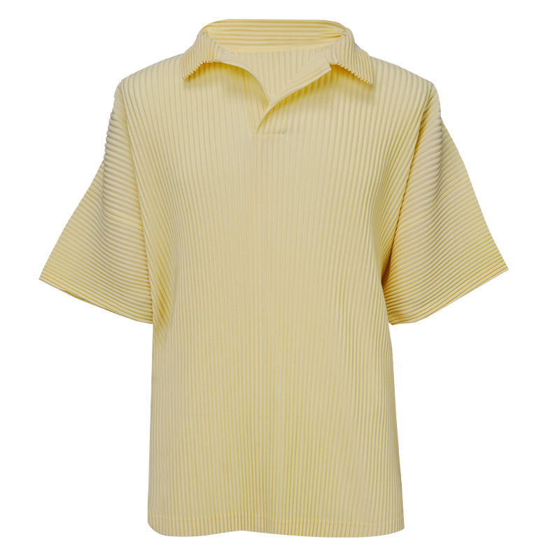 Polo majica s plisom u japanskom stilu, ljetna ležerna, kratki rukavi, jednofarbna